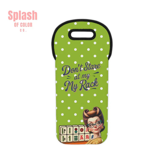 Funny Mahjong Wine Tote Bag Don’t Stare at My Rack Wine Accessories Gift for Her White / One size / Without corkscrew