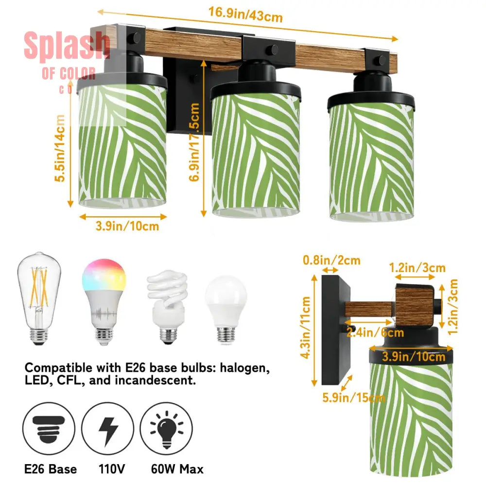 Garden Green Floral Asian Zen Tranquil Pretty Vanity Light Fixture One Size Wall Lighting