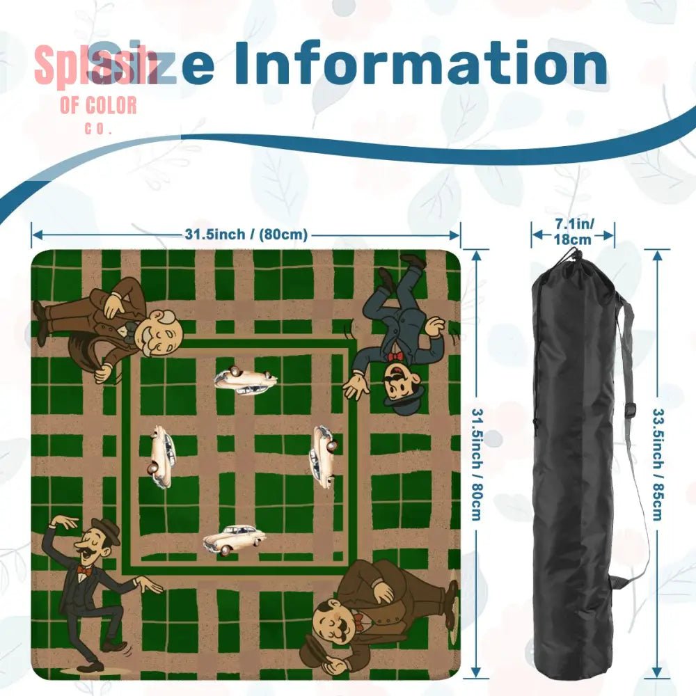 Gentlemen's Mahjong Mat, Dapper Men Classic Cars Green Tan Plaid Mahjong Mat - Splash of Color co.