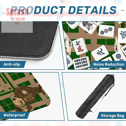 Gentlemen's Mahjong Mat, Dapper Men Classic Cars Green Tan Plaid Mahjong Mat - Splash of Color co.