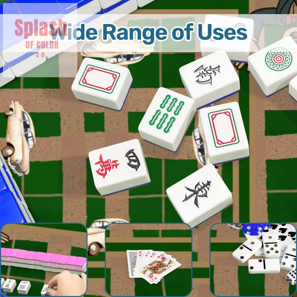 Gentlemen's Mahjong Mat, Dapper Men Classic Cars Green Tan Plaid Mahjong Mat - Splash of Color co.