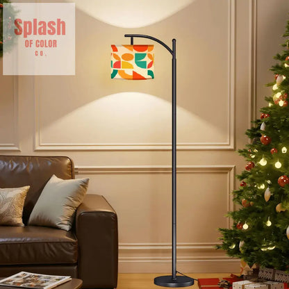 Geometric Sunshine Color Pop Orange Teal Yellow Modern Arc Floor Lamp One Size Floor Lamps