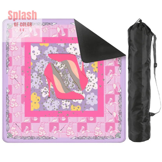 Girly Pop Pink Lavender Glam Gal Mahjong Mat - 2mm (Black Bag) - Daily Accessories