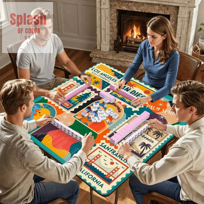 Going Back To Cali, Fun Whimsical California Modern Mahjong Mat - Splash of Color co.