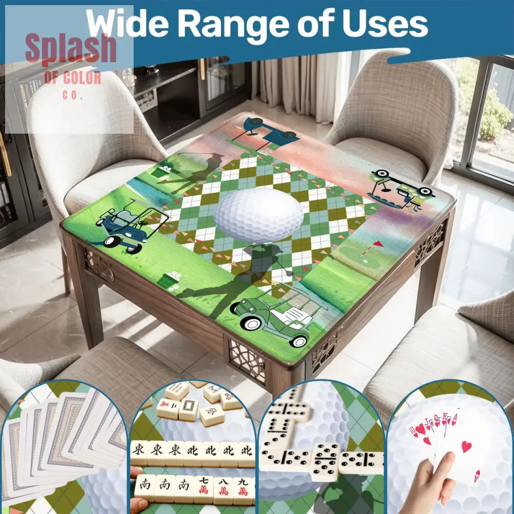 Golf Themed Mahjong Mat Whimsical Golf Lover Mahj Lover Game Mat - Daily Accessories
