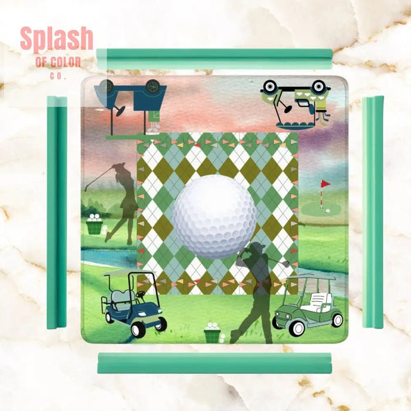 Golf Themed Mahjong Mat, Whimsical Golf Lover, Mahj Lover Game Mat - Splash of Color co.