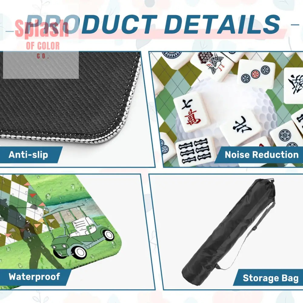 Golf Themed Mahjong Mat Whimsical Golf Lover Mahj Lover Game Mat - Daily Accessories
