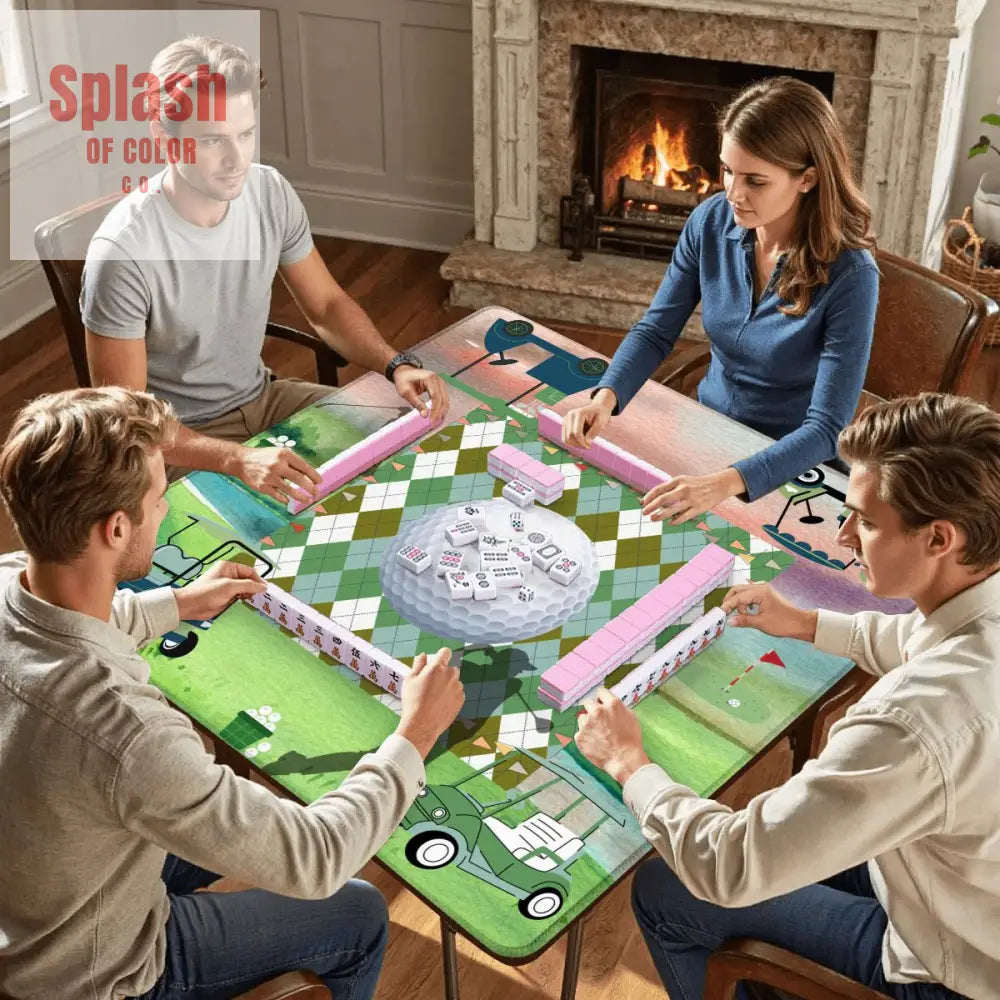 Golf Themed Mahjong Mat Whimsical Golf Lover Mahj Lover Game Mat - Daily Accessories