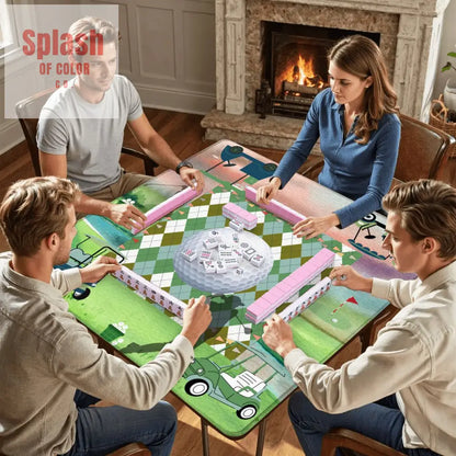 Golf Themed Mahjong Mat Whimsical Golf Lover Mahj Lover Game Mat - Daily Accessories