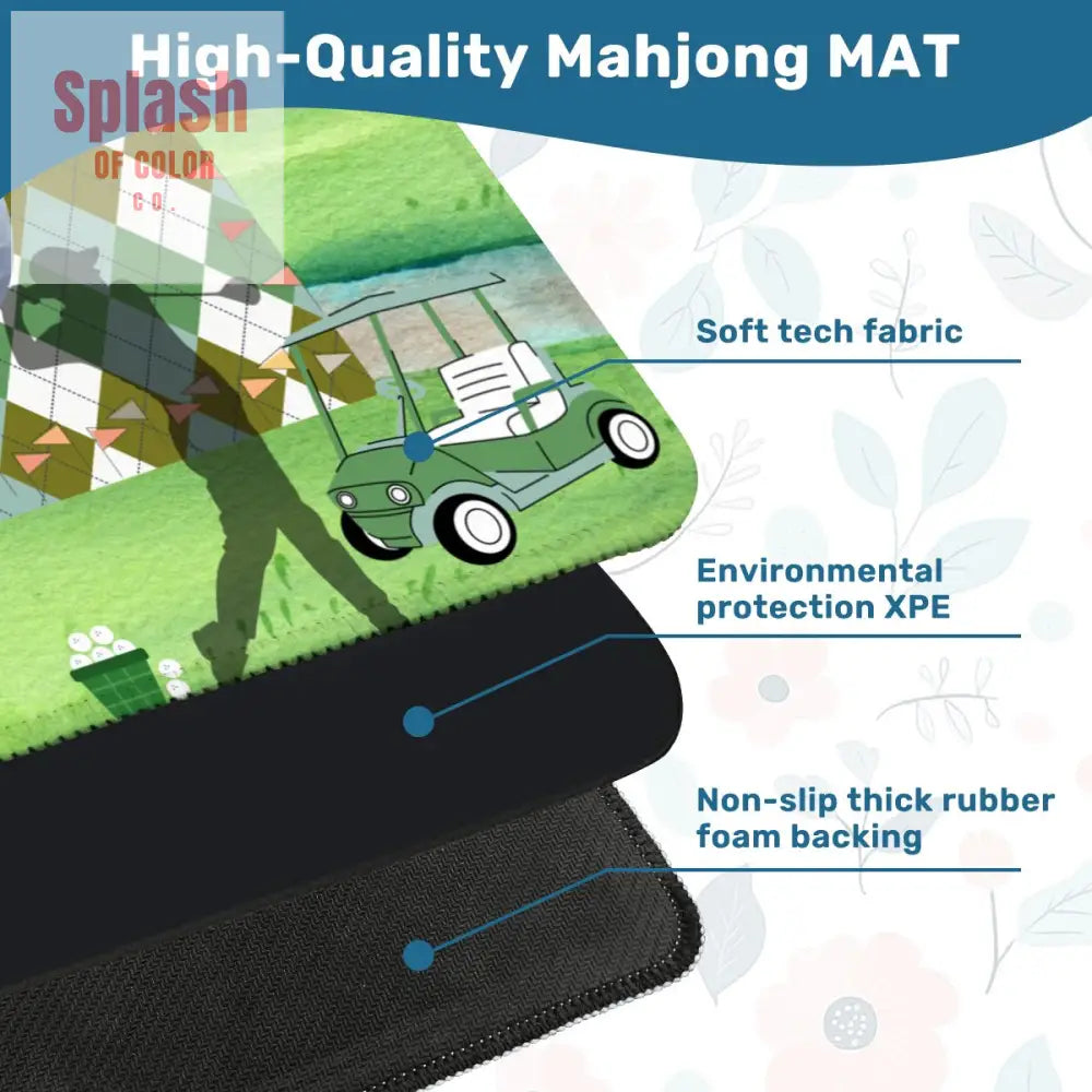 Golf Themed Mahjong Mat Whimsical Golf Lover Mahj Lover Game Mat - Daily Accessories