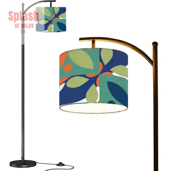 Green Blue Orange Boho Geometric Modern Preppy Arc Floor Lamp - One Size - Floor Lamps