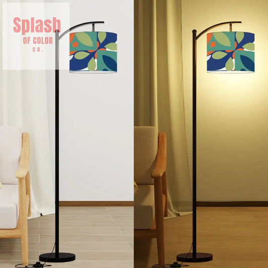 Green Blue Orange Boho Geometric Modern Preppy Arc Floor Lamp - One Size - Floor Lamps