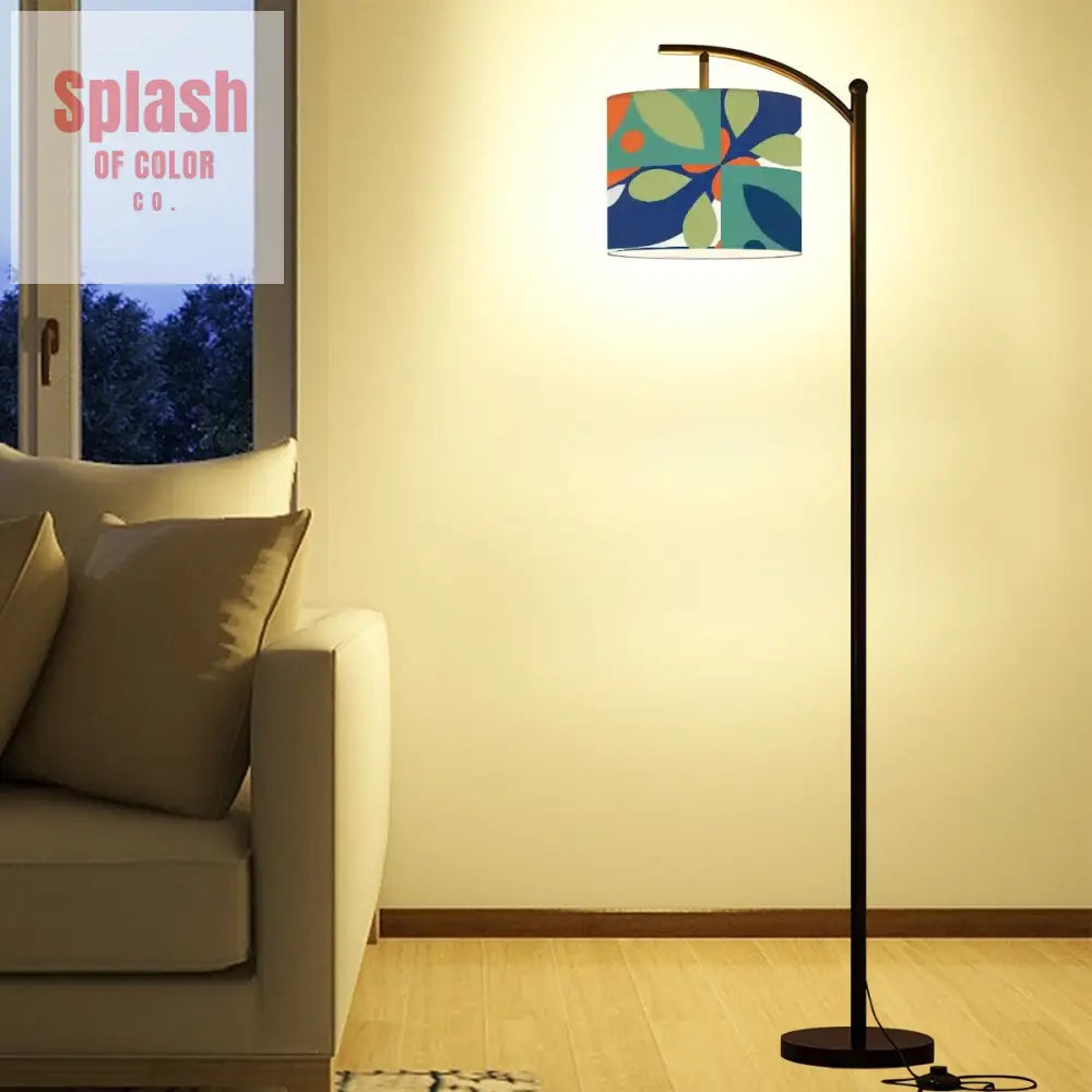Green Blue Orange Boho Geometric Modern Preppy Arc Floor Lamp - One Size - Floor Lamps