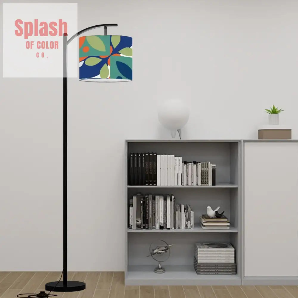 Green Blue Orange Boho Geometric Modern Preppy Arc Floor Lamp - One Size - Floor Lamps