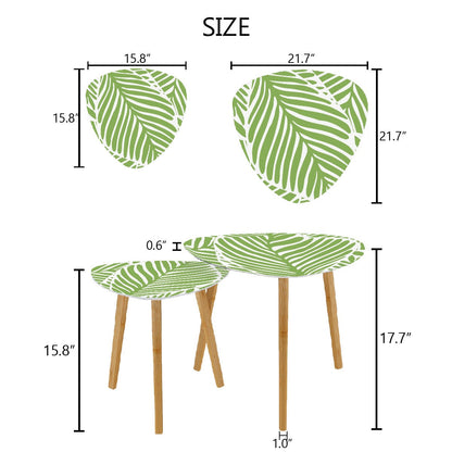 Green Leaf Asian Zen Garden Modern Nesting Triangle Coffee Table Set of 2 - One Size - Home Accessories