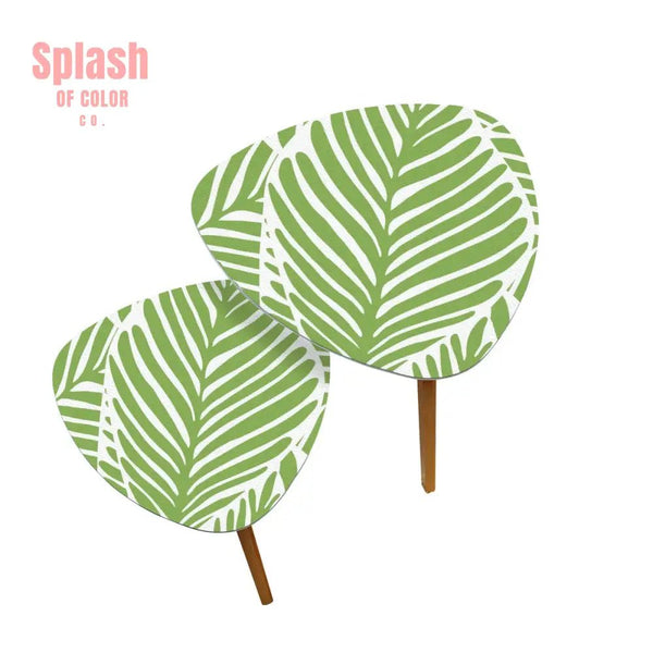 Green Leaf Asian Zen Garden Modern Nesting Triangle Coffee Table Set of 2 - One Size - Home Accessories