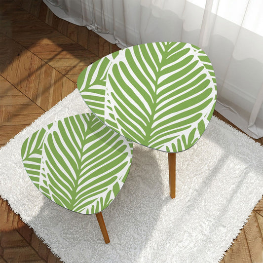 Green Leaf Asian Zen Garden Modern Nesting Triangle Coffee Table Set of 2 - One Size - Home Accessories