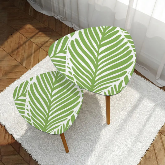 Green Leaf Asian Zen Garden Modern Nesting Triangle Coffee Table Set of 2 - One Size - Home Accessories