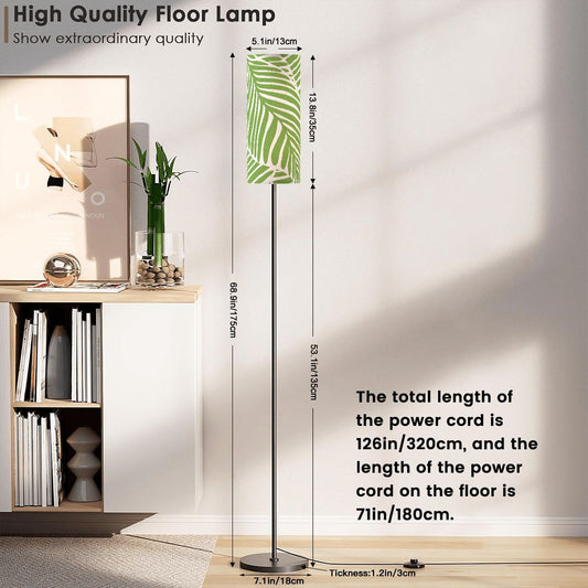 Green Leaf Floral Green Zen Garden Corner Reading Nook Floor Lamp - One Size - Floor Lamps