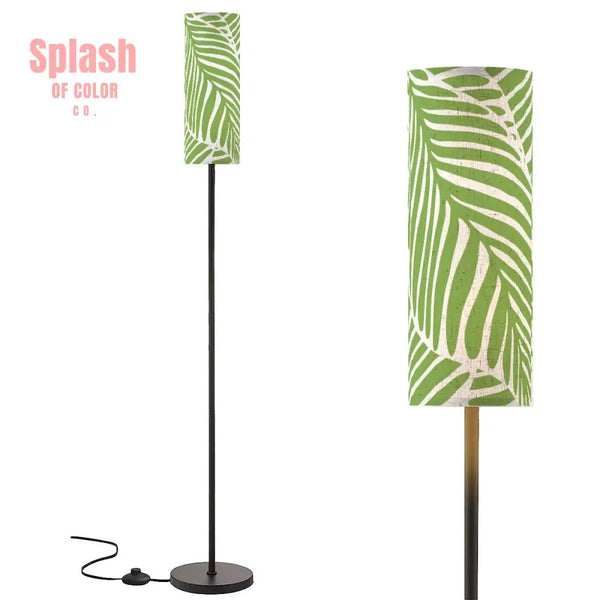 Green Leaf Floral Green Zen Garden Corner Reading Nook Floor Lamp - One Size - Floor Lamps