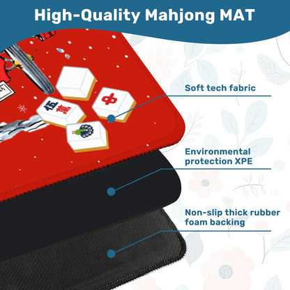 Holly Jolly Mahjong Christmas Mat Vintage Nostalgic Snowman Couple Quirky Mahj Mat - 31.5’’x31.5’’ - Daily Accessories