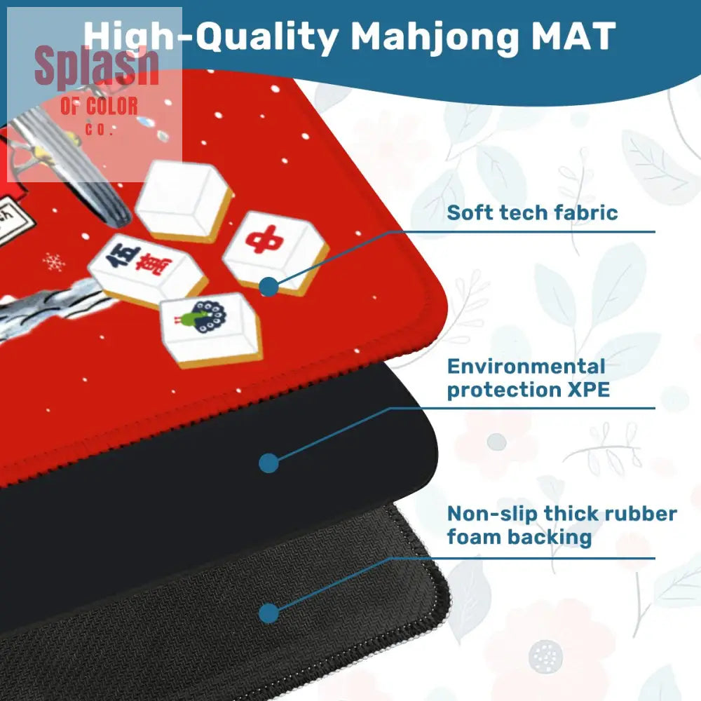 Holly Jolly Mahjong Christmas Mat Vintage Nostalgic Snowman Couple Quirky Mahj Mat - 31.5’’x31.5’’ - Daily Accessories