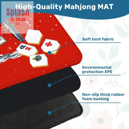 Holly Jolly Mahjong Christmas Mat Vintage Nostalgic Snowman Couple Quirky Mahj Mat - 31.5’’x31.5’’ - Daily Accessories
