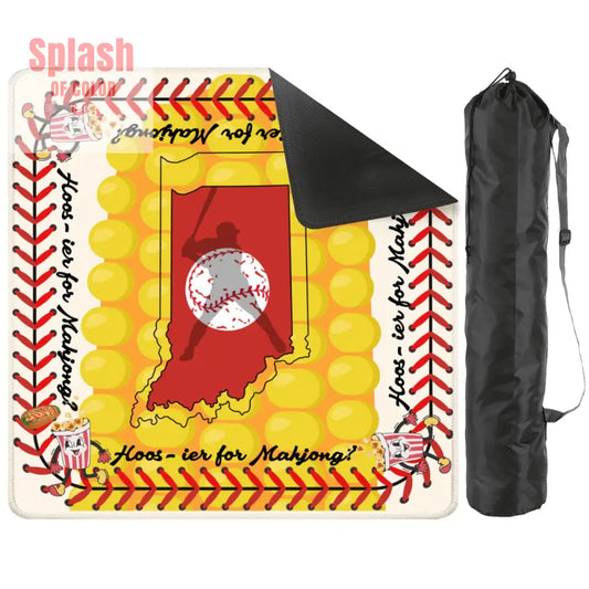 Hoosier State Of Indiana State Pride Whimsical Funny Mahjong Mat - 2mm (Black Bag) - Daily Accessories