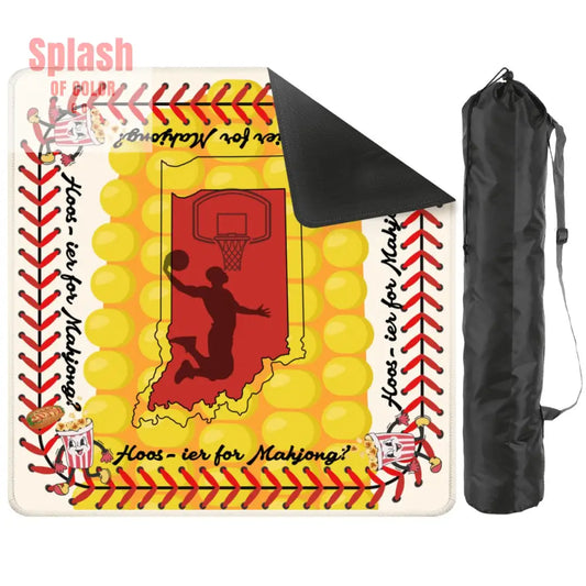 Hoosier State Pride Funny Whimsical Indiana Mahjong Game Mat - 2mm (Black Bag) - Daily Accessories