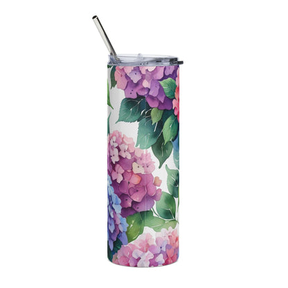 Hydrangea Mahjong Tumbler 20oz Floral Drinkware Mahj Mom Gift Unique Gift Mahjongg Lovers - 20oz / White - Mug