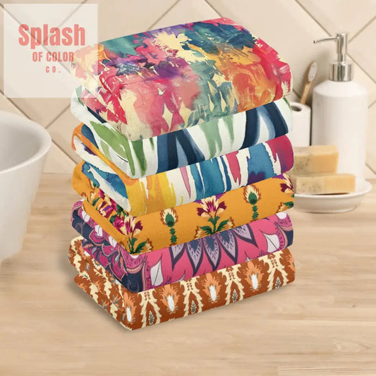 Ikat Boho Hand Towels Watercolor Designed Boho Bath Or Kitchen Hand Towels for Kitchen Or Bath