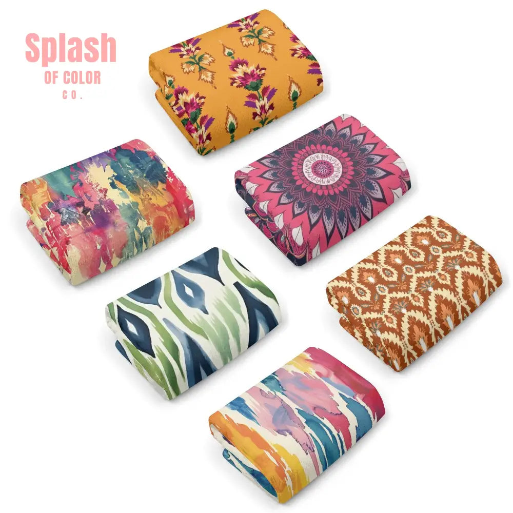 Ikat Boho Hand Towels Watercolor Designed Boho Bath Or Kitchen Hand Towels for Kitchen Or Bath