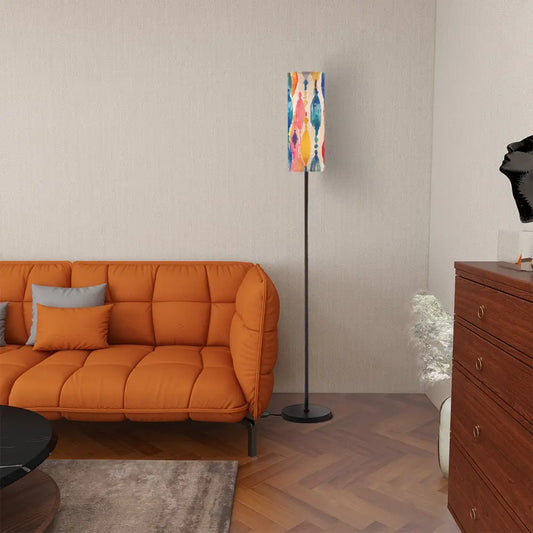 Ikat Watercolor Blue Pink Yellow Pastel Modern Reading Nook Floor Lamp One Size Floor Lamps