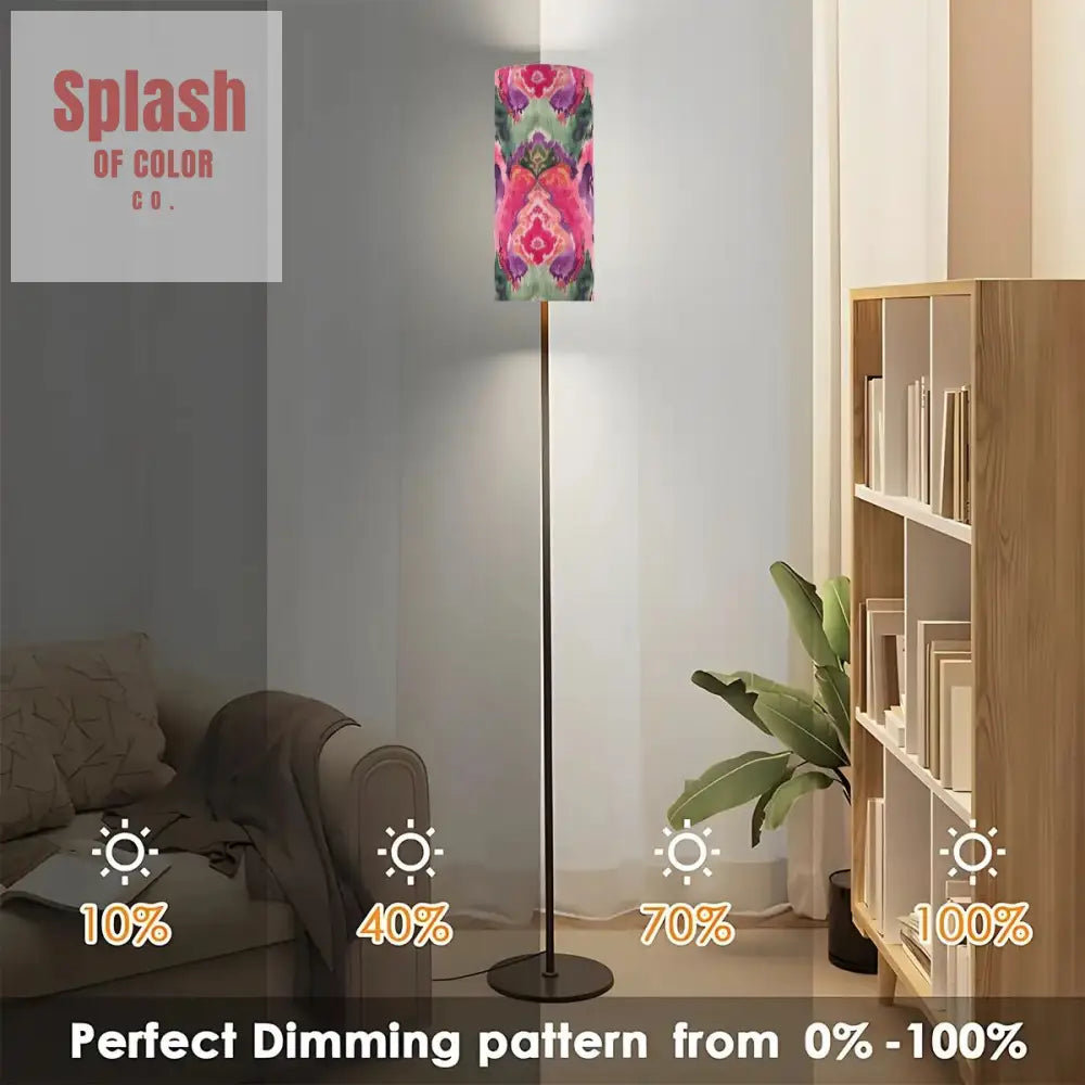 Ikat Watercolor Boho Purple Fusia Emerald Green Modern Floor Lamp One Size Floor Lamps