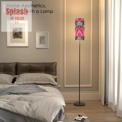Ikat Watercolor Boho Purple Fusia Emerald Green Modern Floor Lamp One Size Floor Lamps