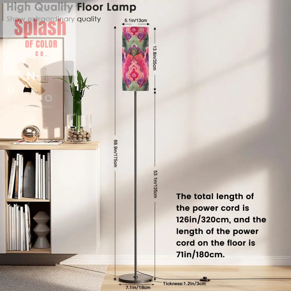Ikat Watercolor Boho Purple Fusia Emerald Green Modern Floor Lamp One Size Floor Lamps