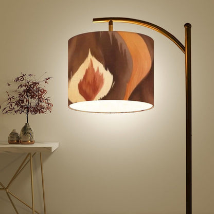 Ikat Watercolor Brown Golden Boho Ethnic Artful Designed Bohemian Floor Lamp - One Size