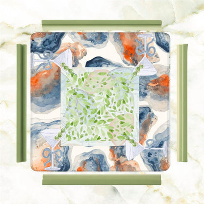 Tinis And Oysters Watercolor Mahjong Mat - Splash of Color Co.