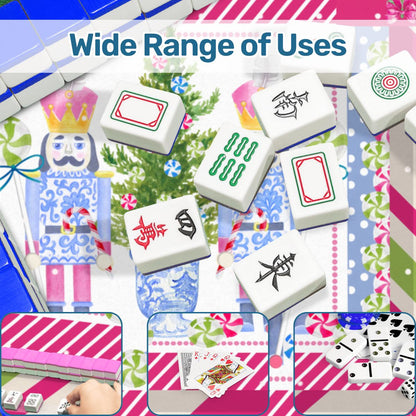 Chinoiserie Christmas Mahjong Mat Candy Man Nutcrackers