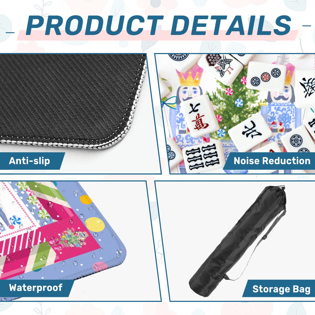 Chinoiserie Christmas Mahjong Mat Candy Man Nutcrackers