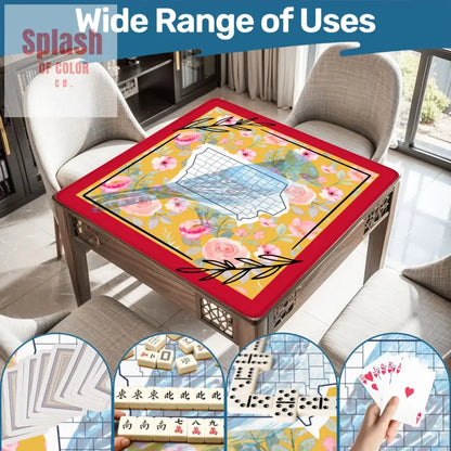 Iowa State Pride Red Yellow Blue Bird Wild Rose Mahjong Mat - Daily Accessories