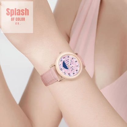 It's Mahj Time Pink Royal Blue Parasol Umbrella Preppy Women's Watch - Splash of Color co.