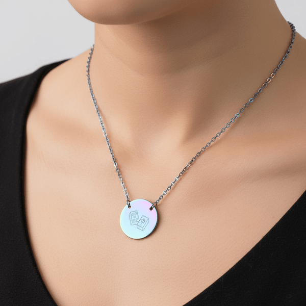 Mahjong Engraved Circle Necklace — Minimalist Game - Lover Pendant - Splash of Color Co.
