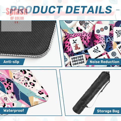 Jungle Leopord Print Wild Thing Playful Preppy Pink Blue Mahjong Mat - 31.5’’x31.5’’ - Daily Accessories