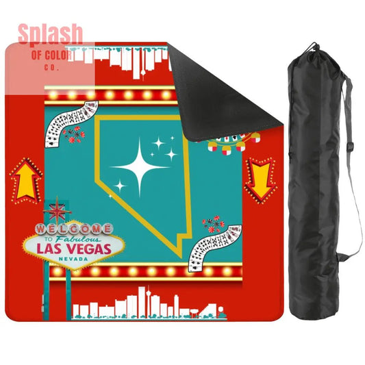 Las Vegas State Of Nevada Whimsical Red, Teal Viva Diva Mahjong Mat - Splash of Color co.