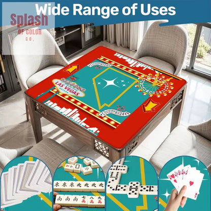 Las Vegas State Of Nevada Whimsical Red, Teal Viva Diva Mahjong Mat - Splash of Color co.