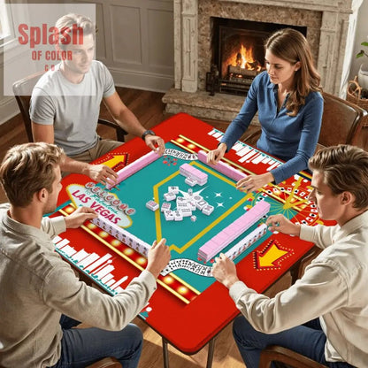 Las Vegas State Of Nevada Whimsical Red, Teal Viva Diva Mahjong Mat - Splash of Color co.