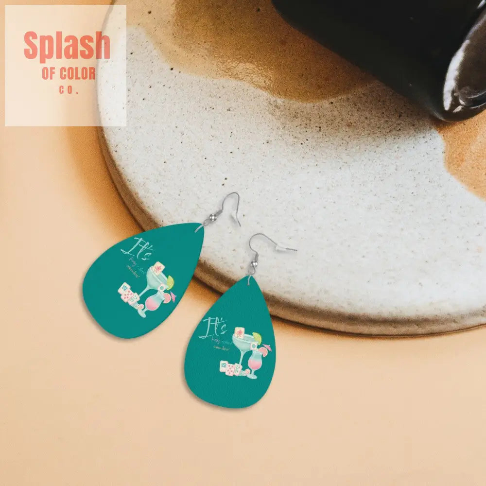 Leather Teardrop Earrings One Size Wear Accessories