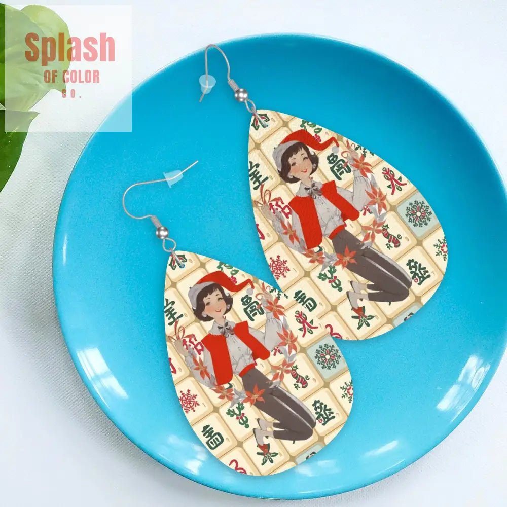 Leather Teardrop Earrings One Size Wear Accessories