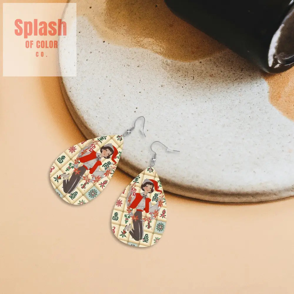 Leather Teardrop Earrings One Size Wear Accessories